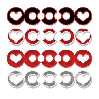 white background with set hearts