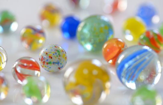 Macro Glass Marbles on table