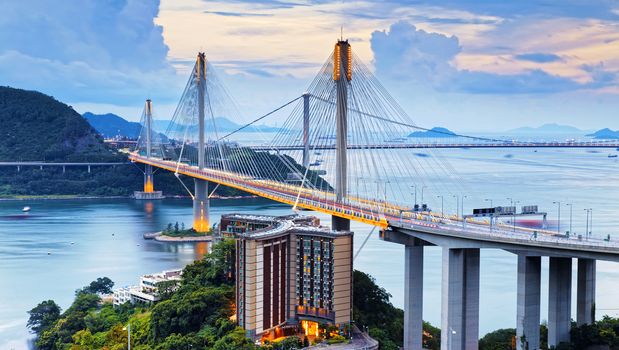 Hong kong traffic highway , Ting Kau Bridge