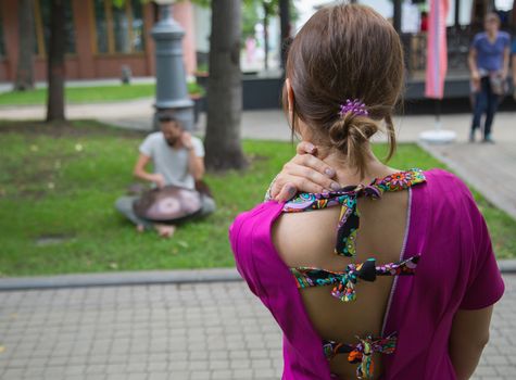 Fashionable summer dress - rear view of the Moscow Summer 2016