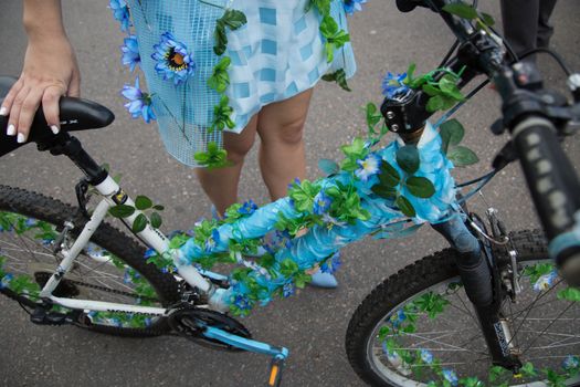 Bicycle decorated lady Moscow Summer 2016