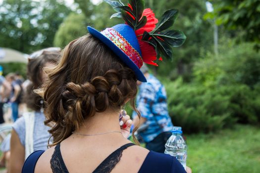 Retro hat ladies behind the Moscow Summer 2016