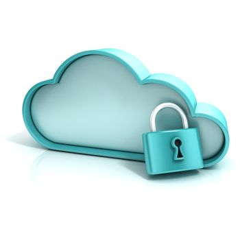 Cloud lock 3D computer icon isolated