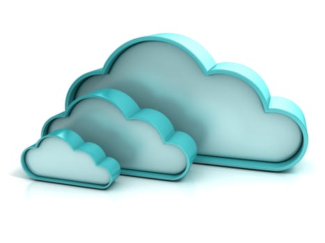 Clouds 3D computer icon isolated