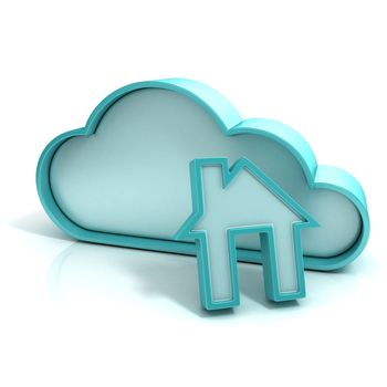 Cloud home 3D computer icon isolated on white background