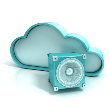 Cloud music 3D computer icon. Illustration isolated on white background
