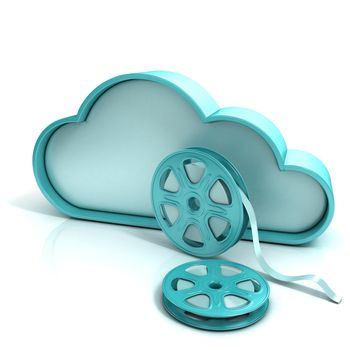 Cloud movie 3D computer icon. Illustration isolated on white background