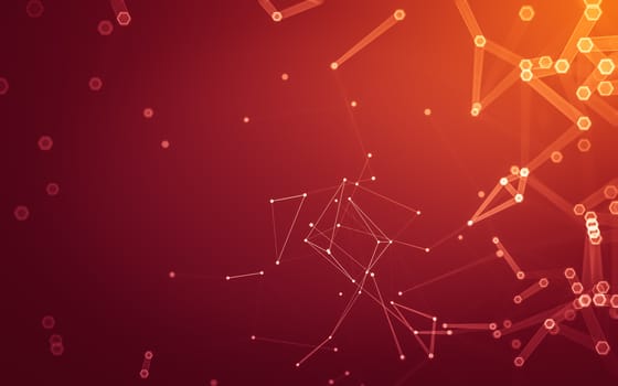 Abstract polygonal space low poly dark background with connecting dots and lines. Connection structure. 3d rendering