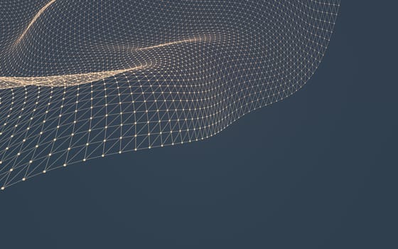 Abstract polygonal space low poly dark background with connecting dots and lines. Connection structure. 3d rendering