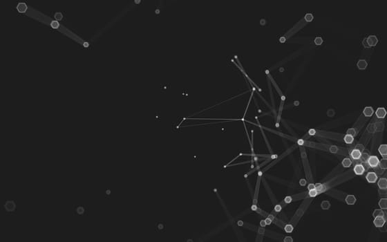 Abstract polygonal space low poly dark background with connecting dots and lines. Connection structure. 3d rendering