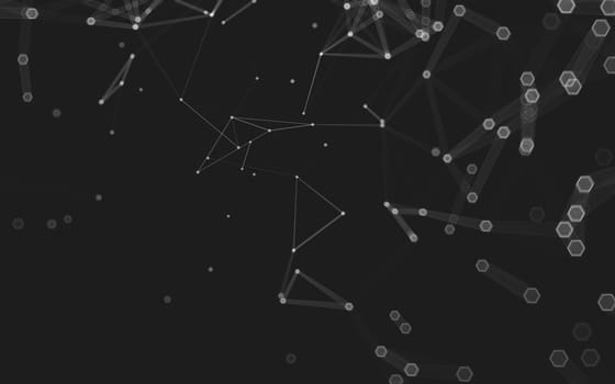 Abstract polygonal space low poly dark background with connecting dots and lines. Connection structure. 3d rendering