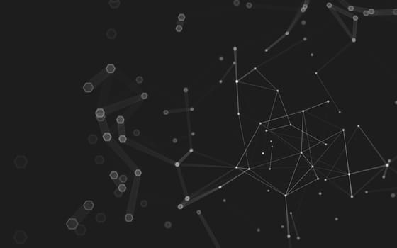 Abstract polygonal space low poly dark background with connecting dots and lines. Connection structure. 3d rendering