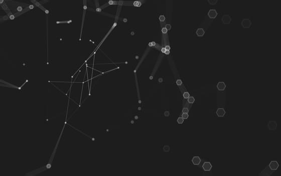 Abstract polygonal space low poly dark background with connecting dots and lines. Connection structure. 3d rendering