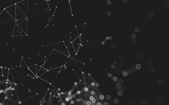 Abstract polygonal space low poly dark background with connecting dots and lines. Connection structure. 3d rendering