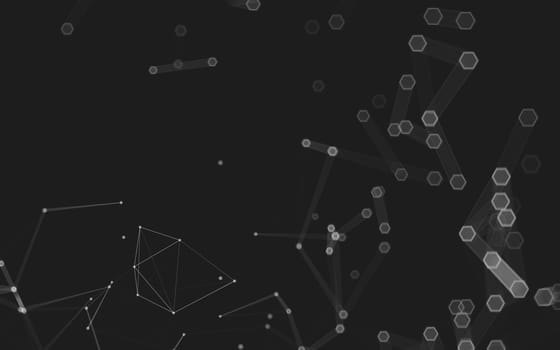 Abstract polygonal space low poly dark background with connecting dots and lines. Connection structure. 3d rendering