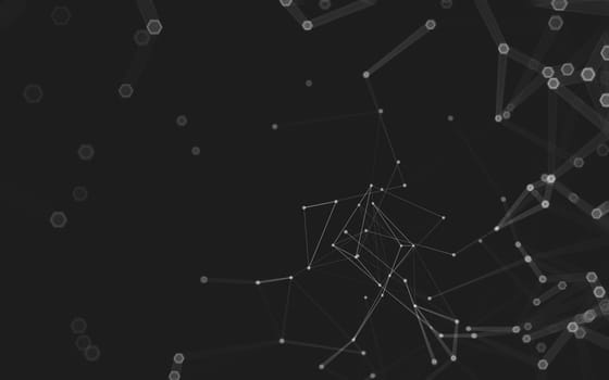 Abstract polygonal space low poly dark background with connecting dots and lines. Connection structure. 3d rendering