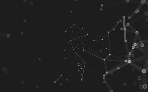 Abstract polygonal space low poly dark background with connecting dots and lines. Connection structure. 3d rendering