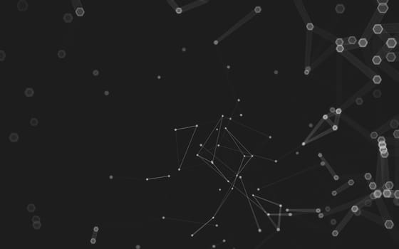 Abstract polygonal space low poly dark background with connecting dots and lines. Connection structure. 3d rendering