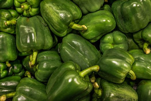 A shot of green capsicums taken at a local market in Selangor Malaysia.
