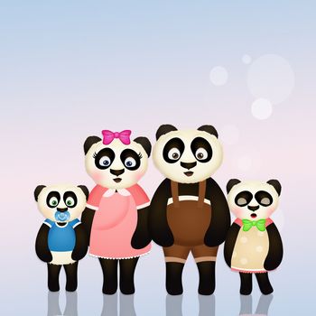 illustration of panda family