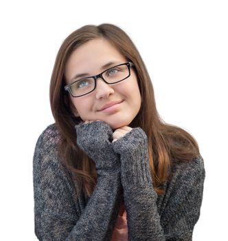 Pretty Mixed Race Girl Thinking Isolated On A White Background.