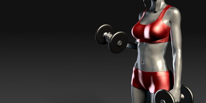 Fitness Class with Lady Carrying Dumbbells for Exercise