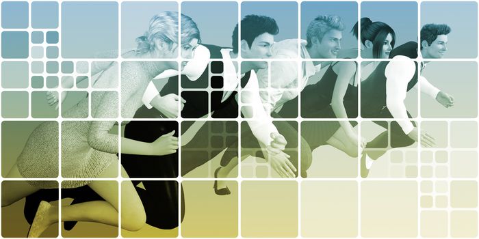 Business Team of Professionals Running for Career Concept