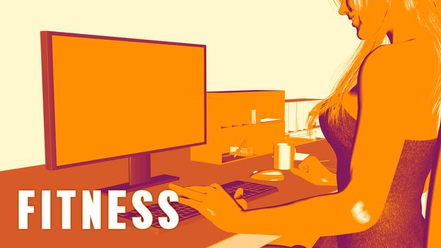  Fitness Concept Course with Woman Looking at Computer