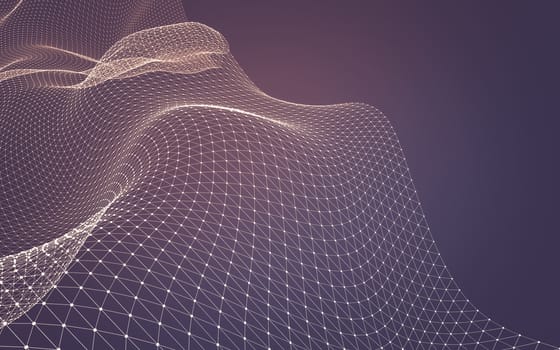 Abstract polygonal space low poly dark background with connecting dots and lines. Connection structure. 3d rendering