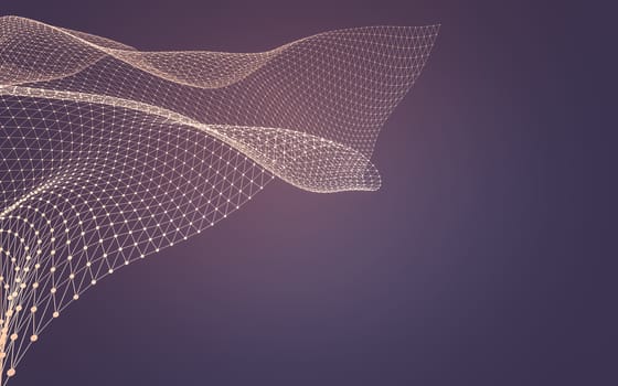 Abstract polygonal space low poly dark background with connecting dots and lines. Connection structure. 3d rendering