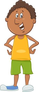 Cartoon Illustration of Elementary School Age or Teen African American Boy