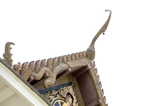 Serpent sculpture of temple roof in Thailand. ornament and detail in Thai art.