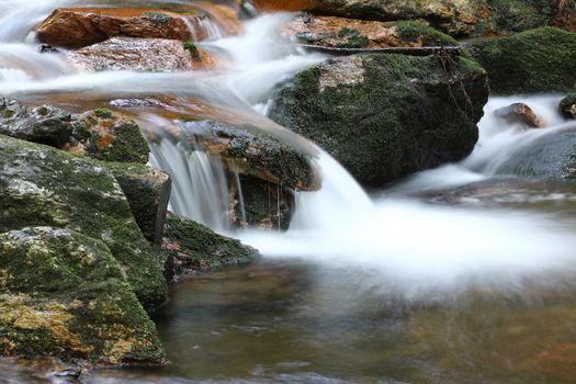 Water flowing over rocks - long exposure, Bila Opava, Czech republic