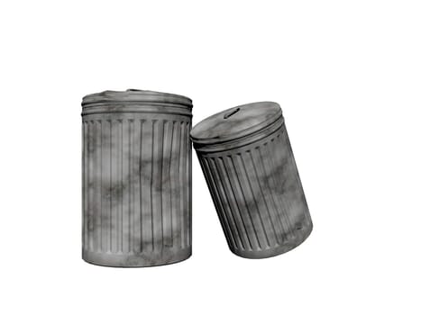 two trash can isolated in white background