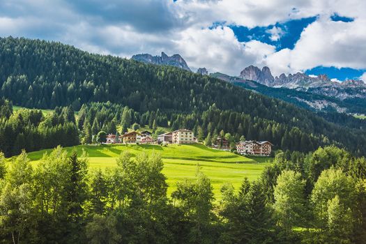picturesque village landscape in the Alps Italy