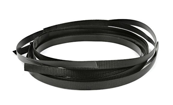 Black plastic strapping isolated on a white background