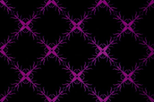 Ornamental floral background of pink purple on black