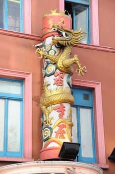 Chnese dragon on wall in chinatown