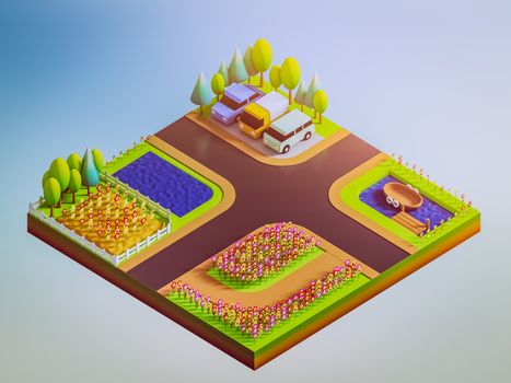 green earth concept in isometric view, isometric background