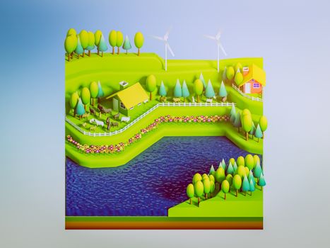 green earth concept in isometric view