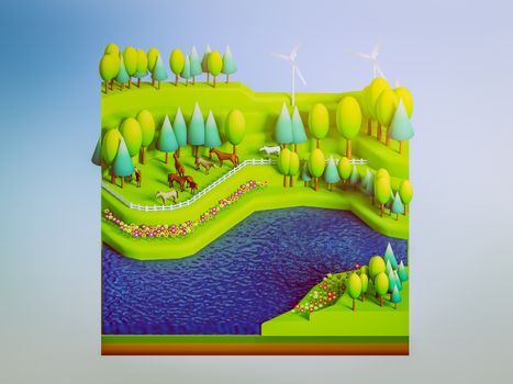 green earth concept in isometric view