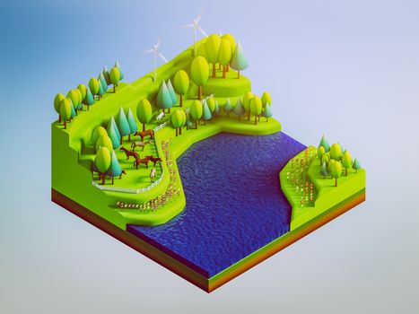 green earth concept in isometric view