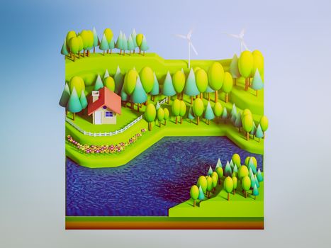 green earth concept in isometric view