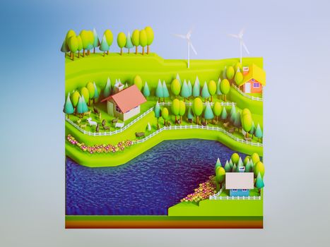 green earth concept in isometric view