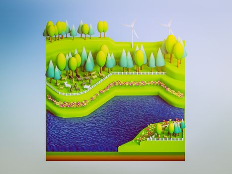 green earth concept in isometric view