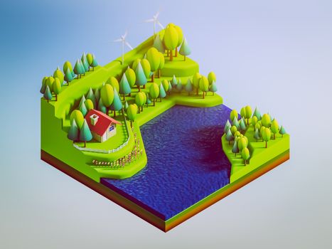 green earth concept in isometric view