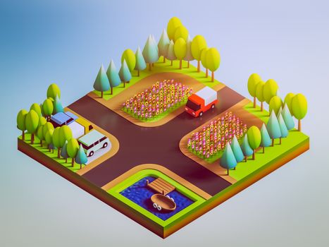 green earth concept in isometric view, isometric background