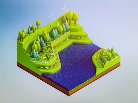 green earth concept in isometric view, isometric background