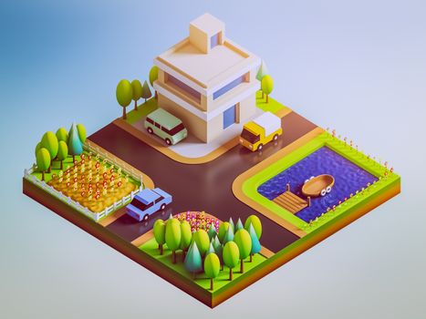 green earth concept in isometric view, isometric background