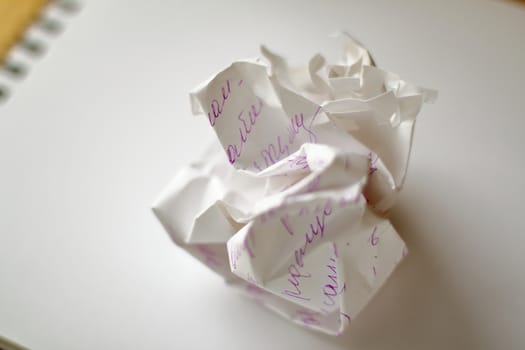 Crumpled ball of white paper